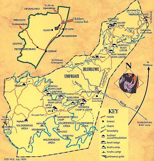 Hluhluwe Game Reserve Map