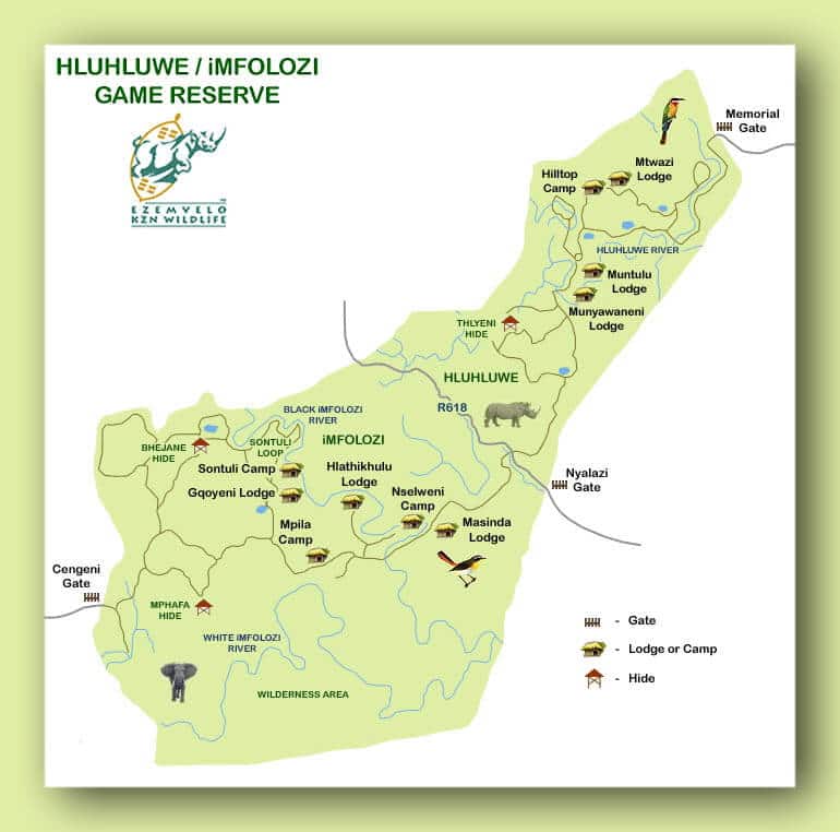 Distances from Hluhluwe 1 hluhluwe map