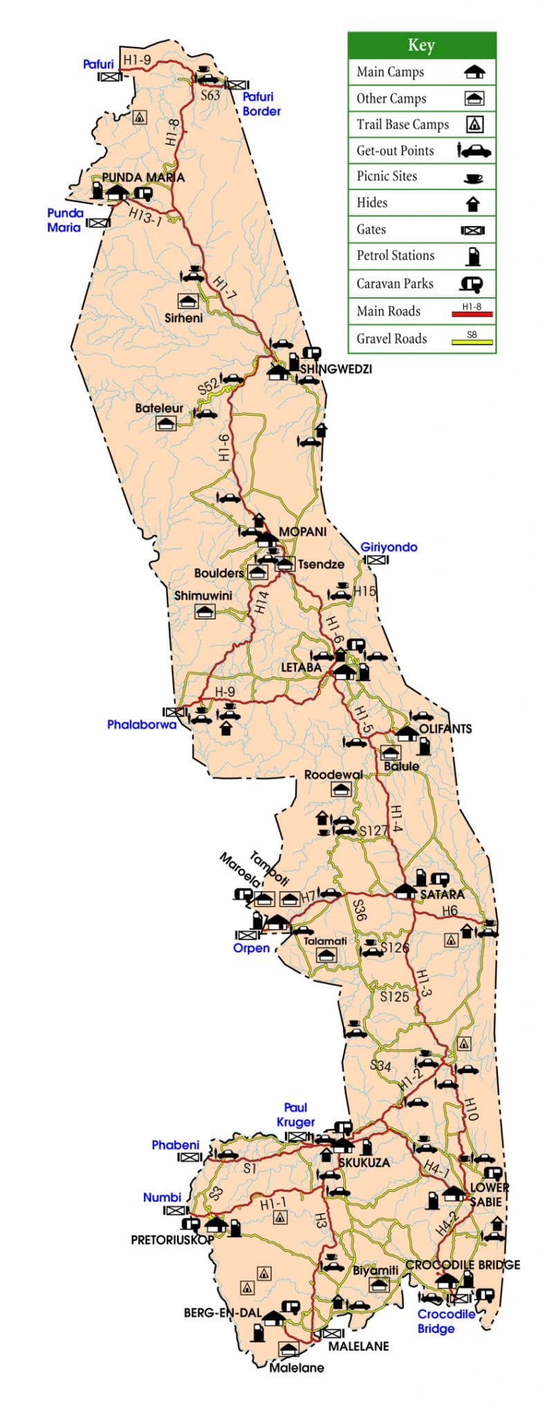 map kruger park