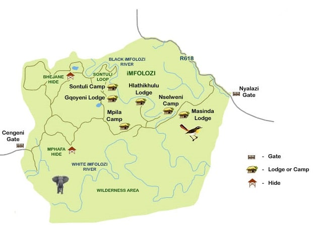 imfolozi kwazulu natal park map